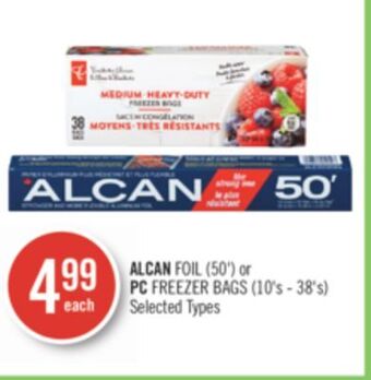 Shoppers Drug Mart Alcan foil (50') or pc freezer bags (10's - 38's) offer