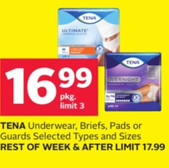 Rexall Tena underwear, briefs, pads or guards offer