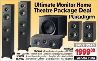 2001 Audio Video Paradigm ultimate monitor home theatre offer