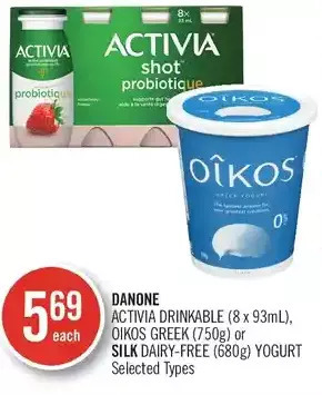 Shoppers Drug Mart Danone activia drinkable, oikos greek or silk dairy-free yogurt offer