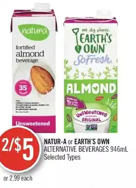 Shoppers Drug Mart Natur-a or earth's own alternative beverages offer