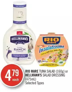 Shoppers Drug Mart Rio mare tuna salad or hellmann's salad dressing offer
