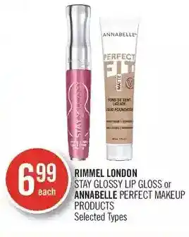 Shoppers Drug Mart Rimmel london stay glossy lip gloss or annabelle perfect makeup products offer
