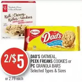 Shoppers Drug Mart Dad's oatmeal, peek freans cookies or pc granola bars offer