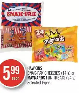 Shoppers Drug Mart Hawkins snak-pak cheezies or maynards fun treats offer