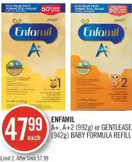 Shoppers Drug Mart Enfamil a+, a+2 or gentlease baby formula refill offer