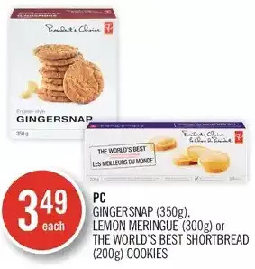 Shoppers Drug Mart Pc gingersnap, lemon meringue or the world's best shortbread cookies offer