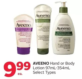 Rexall Aveeno hand or body lotion offer