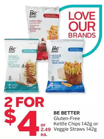 Rexall Be better gluten-free kettle chips or veggie straws offer