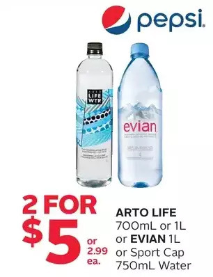 Rexall Arto life or evian or sport cap water offer