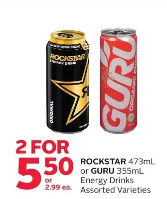 Rexall Rockstar or guru energy drinks offer