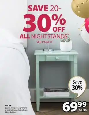 JYSK Poole quaint 1-drawer nightstand offer