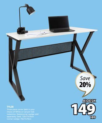JYSK Tyler three-piece corner desk offer