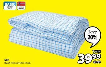 JYSK Mie duvet with polyester filling offer