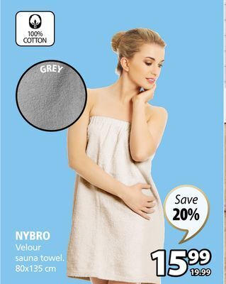 JYSK Nybro velour sauna towel offer
