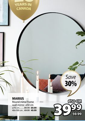JYSK Marius round metal frame wall mirror offer