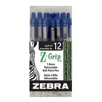 Staples Zebra z-grip retractable ball point pens, blue, 12 pack (22292) offer