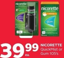 Rexall Nicorette QuickMist Or Gum 105's offer