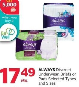 Rexall Always Discreet Underwear, Briefs Or Pads offer