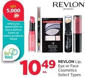 Rexall Revlon Lip, Eye Or Face Cosmetics offer