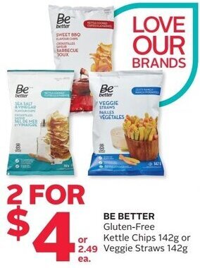 Rexall Be Better Gluten-Free Kettle Chips 142g Or Veggie Straws 142g offer