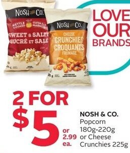 Rexall Nosh & Co. Popcorn 180g-220g Or Cheese Crunchies 225g offer