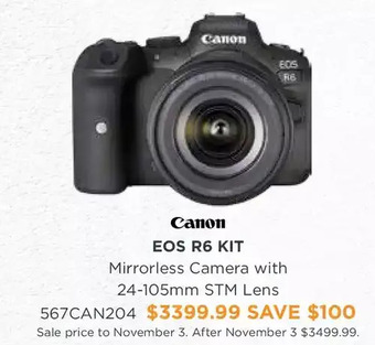 Henry's Canon eos r6 kit mirrorless camera with 24-105mm stm lens offer