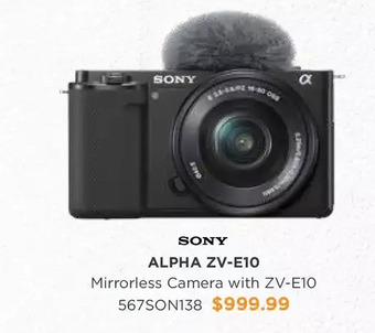 Henry's Sony alpha zv-e10 mirrorless camera with zv-e10 offer