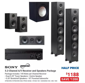 Visions Electronics Sony 5.2-channel a/v receiver and speakers package offer