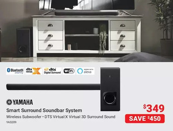 Visions Electronics Yamaha smart surround soundbar system offer