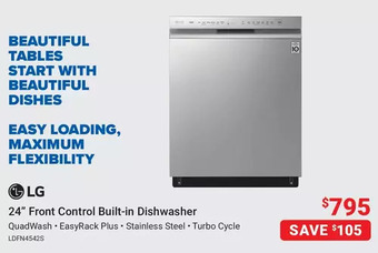 Visions Electronics Lg 24" front control built-in-dishwasher offer