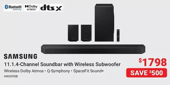 Visions Electronics Samsung 11.1.4-channel soundbar with wireless subwoofer offer