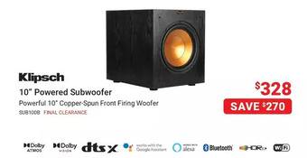 Visions Electronics Klipsch 10" powered subwoofer offer
