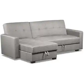 The Brick Weston 2-piece linen-look fabric left-facing futon sectional - steel offer
