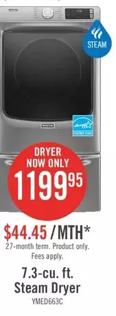 The Brick Maytag 7.3-cu. ft. steam dryer offer