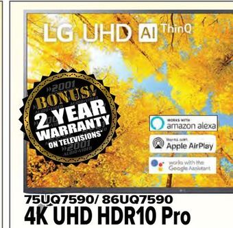 2001 Audio Video Lg 75" 4k uhd hdr10 pro offer
