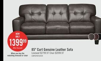 The Brick Curt genuine leather sofa - grey offer