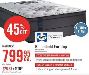 The Brick Sealy posturepedic® bloomfield eurotop twin mattress offer