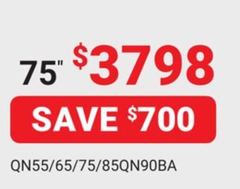 Visions Electronics Samsung 75" qn90b 4k neo qled smart tv offer