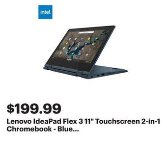Best Buy Lenovo ideapad flex 3 11" touchscreen 2-in-1 chromebook - blue (intel celeron n4000/64gb emmc/4gb ram/chrome) offer