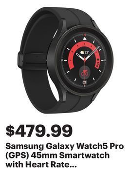 Best Buy Samsung galaxy watch5 pro (gps) 45mm smartwatch with heart rate monitor - black offer
