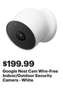 Best Buy Google nest cam wire-free indoor/outdoor security camera - white offer