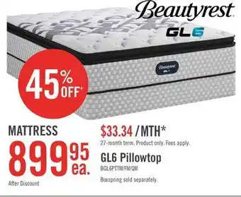 The Brick Beautyrest gl6 pillowtop twin mattress offer