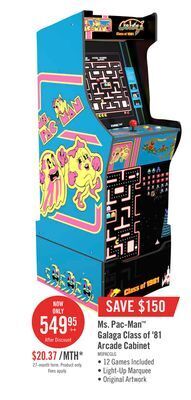 The Brick Arcade1up ms. pac-man™/galaga class of '81 arcade cabinet with riser offer