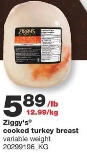 Wholesale Club Ziggy's Cooked Turkey Breast offer