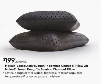 Sleep Country Malouf zoned activedough + bamboo charcoal pillow or malouf zoned dough + bamboo charcoal pillow offer