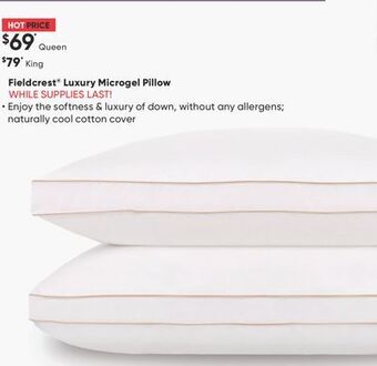 Sleep Country Fieldcrest® luxury microgel pillow offer