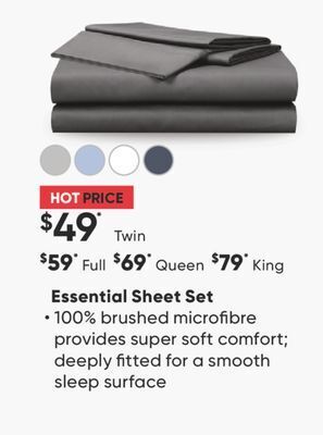 Sleep Country Essential sheet set offer