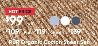 Sleep Country Pür organic cotton sheet set offer