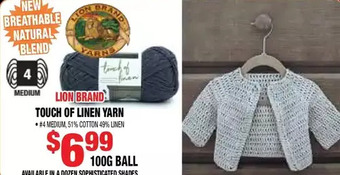 Len's Mill Stores Lion brand touch of linen yarn offer